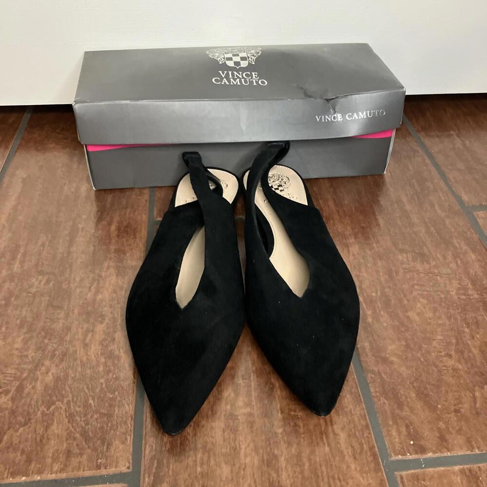 New Vince Camuto Marketa Black suede slingbacks Sz 10M New In Box